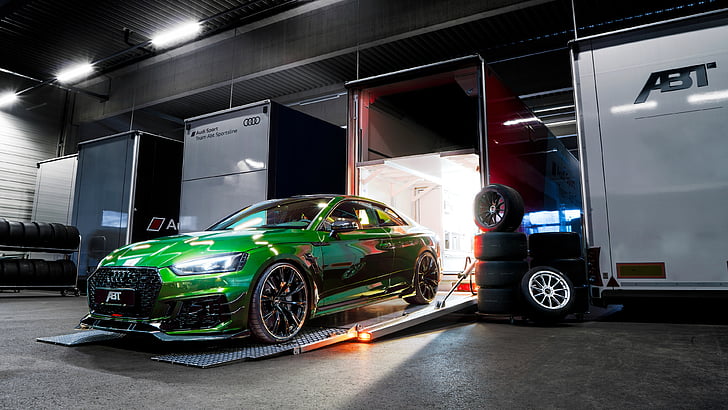 зеленый автомобиль Audi, Audi RS 5-R Coupe, ABT Sportsline, 2018, 4K, HD обои