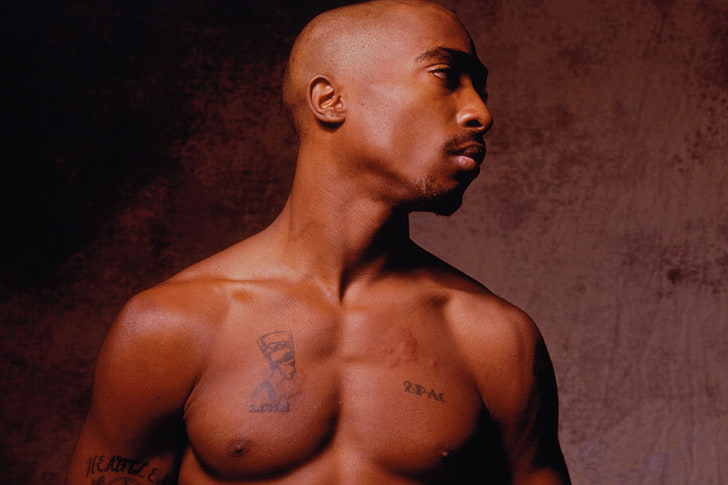 Tupac Shakur, 2Pac, musicien, tatouage, hommes, Makaveli, torse nu, Fond d'écran HD