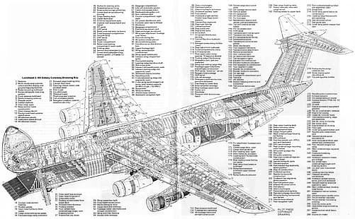  airplane, drawing, Cross Section, blueprints, HD wallpaper HD wallpaper