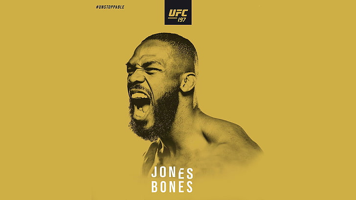 rugido, fondo simple, Jon Jones, UFC, barbas, ira, Fondo de pantalla HD