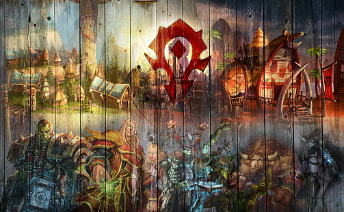 Warcraft digital wallpaper, coat of arms, undead, Goblin, Orc, warcraft, wow, Horde, world of warcraft, blood elf, Troll, WWII, Silvana, Bane, ork, the forsaken, Thunder bluff, Vol'jin, Thrall, Tauren, Lorthemar Theron, Lor'themar, the village Sen gene, sylvanus, Baine Bloodhoof, Mulgore, HD wallpaper HD wallpaper