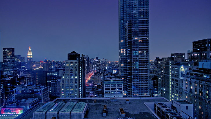 New York Manhattan Night-Cities Photo HD Wallpaper, HD wallpaper