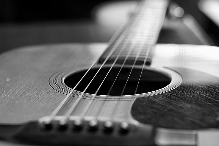 flat-top acoustic guitar in grayscale photography, Old, flat-top, grayscale, photography, guitar, music, musical Instrument, musical Instrument String, wood - Material, close-up, musician, single Object, acoustic Guitar, HD wallpaper