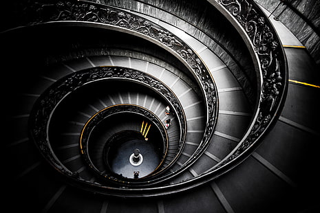 design, spiral, struktur, trappa, Museum, helix, till spiral, trappa, spiraltrappa, att gå runt, nutrena, dra, stor, hög, art deco, trappa, enorm, Vatikanen, rund, känd, majestätisk, cirkulärt, arkitektur, HD tapet HD wallpaper