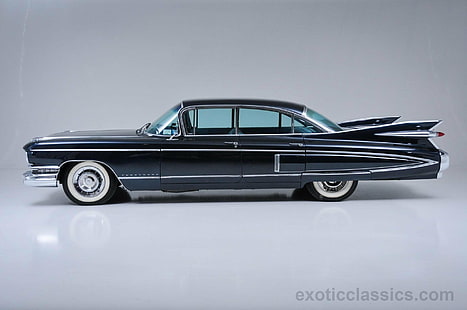 1959, черный, кадиллак, авто, классика, флитвуд, седан, спец., HD обои HD wallpaper