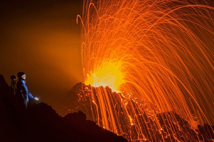 fire, lava, photography, HD wallpaper
