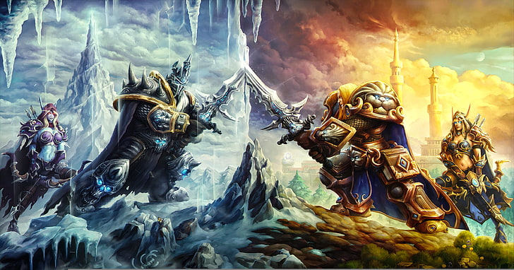 World of Warcraft цифровые обои, варкрафт, арт, артас, сильвана, герои бури, HD обои