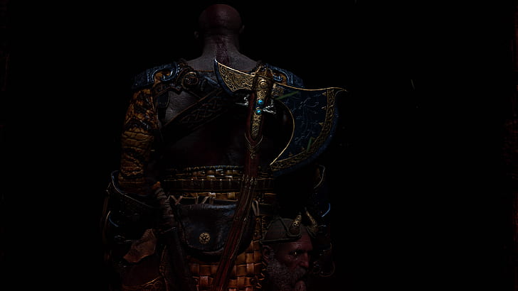 God of War, arte dos jogos, PlayStation 4, videogames, personagens de videogame, Kratos, Axe, HD papel de parede