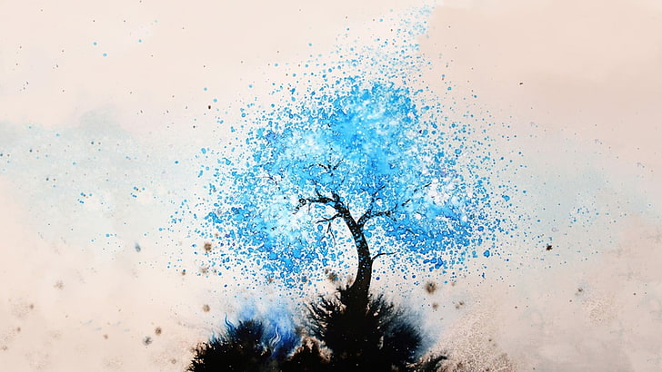 tree painting, abstract, artwork, trees, nature, HD wallpaper