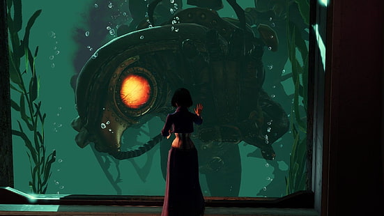 illustration av kvinna, BioShock, BioShock Infinite, Rapture, Songbird (BioShock), videospel, hav, Elizabeth (BioShock), HD tapet HD wallpaper