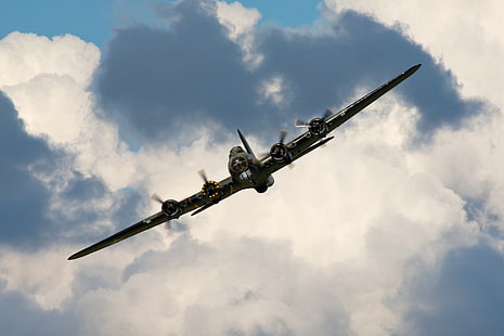 небо, бомбардировщик, самолет, американский, тяжелый, во время Второй мировой войны, B-17, «Летающая крепость», HD обои HD wallpaper