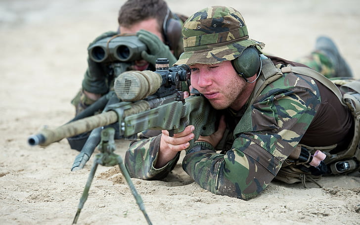 laki-laki, senapan sniper, tentara, senjata, senapan, kamuflase, Wallpaper HD