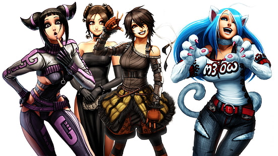 video games, Han Juri, Chun-Li, Felicia, Darkstalkers, artwork, Street Fighter, HD wallpaper HD wallpaper