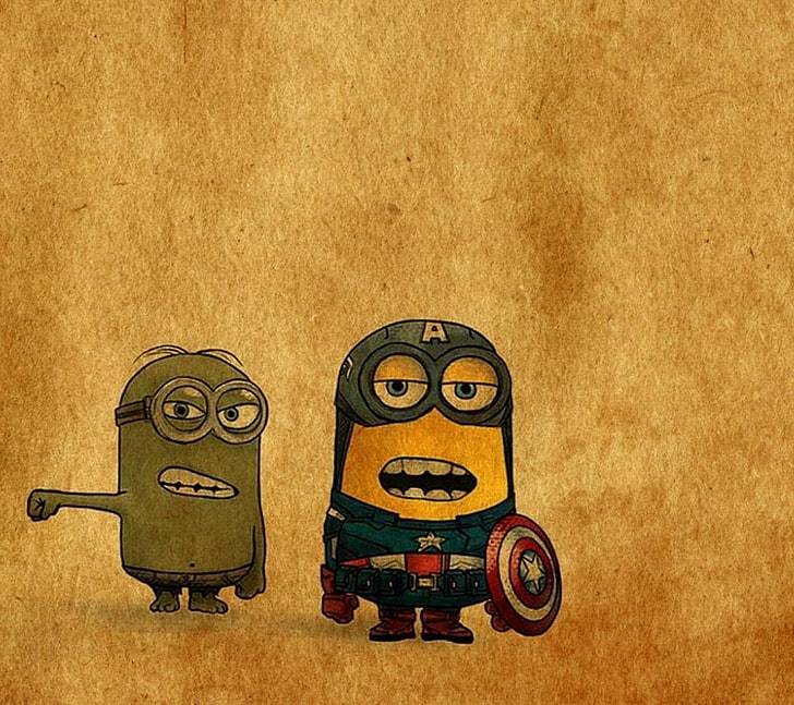 Despicable Me minions Captain America tapeter, minions, humor, grunge, Hulk, Captain America, HD tapet