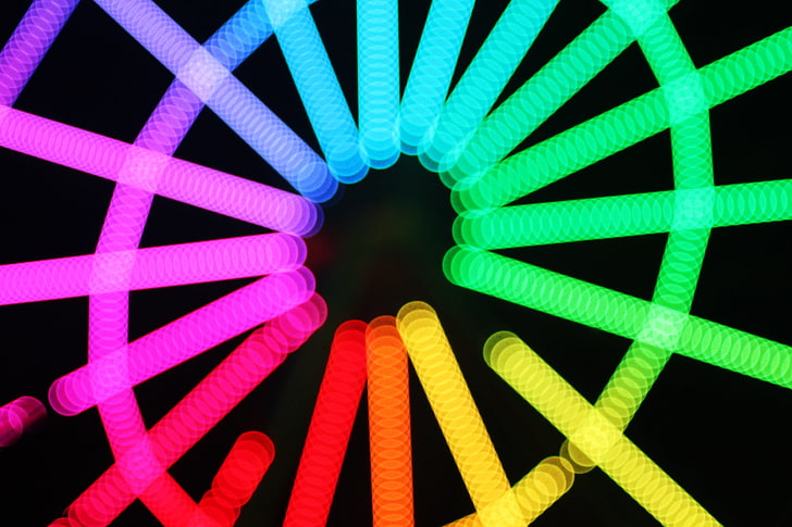 разноцветные лазерные лучи, разноцветные, вращение, линии, HD обои