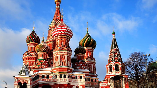 foto masjid coklat, Rusia, Moskow, Eropa, Katedral Saint Basil, Wallpaper HD HD wallpaper
