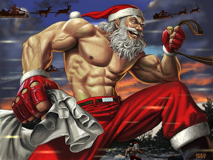 サンタクロースの衣装を着ている男性キャラクターの壁紙、雪、スポーツ、サンタ、サンタクロース、楽しい、2013、 HDデスクトップの壁紙