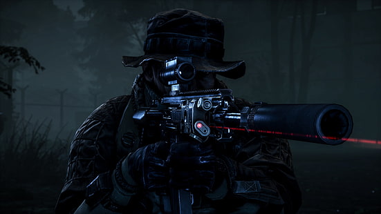 رجل يحمل بندقية ، ألعاب فيديو ، عمل فني ، ساحة المعركة 4: عمليات ليلية ، ساحة المعركة 4 ، بندقية هجومية ، قوات خاصة ، عسكري، خلفية HD HD wallpaper