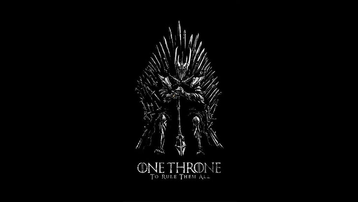 Ilustração de Um trono para governá-los todos, ilustração de Um trono para governá-los todos, Trono de ferro, Game of Thrones, Uma canção de gelo e fogo, O Senhor dos Anéis, Sauron, crossover, HD papel de parede