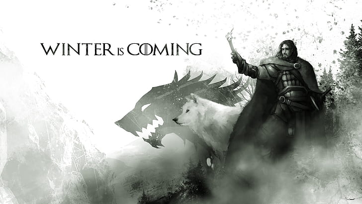 왕좌의 게임 얼음과 불의 노래 Stark Jon Snow Wolf Direwolf HD, 판타지, 눈, 게임, 화재, 얼음, 그리고, 늑대, 왕좌, 노래, 스타크, 늑대 인간, 존, HD 배경 화면