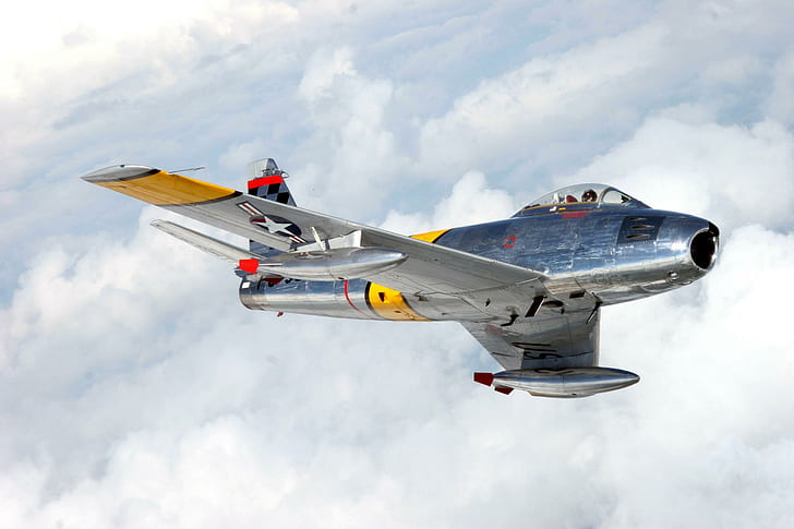 A Sabre In The Clouds, north, sabre, force, american, aircraft planes, HD wallpaper