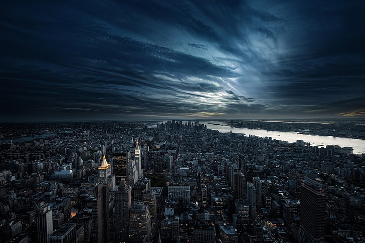 вид с воздуха на Нью-Йорк, город, Нью-Йорк, вид с воздуха, HD обои