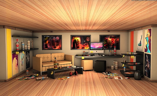 Комната дизайнера, арт комната цифровых обоев, Artistic, 3D, дизайнер, комната, классно, HD обои HD wallpaper