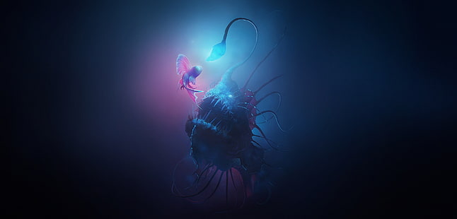 Фэнтези, Морской монстр, Существо, Рыба, Подводный мир, HD обои HD wallpaper