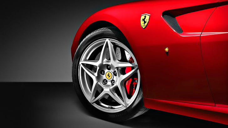 gray 5-spoke car wheel with tire, car, red cars, Ferrari, vehicle, Ferrari 599, HD wallpaper