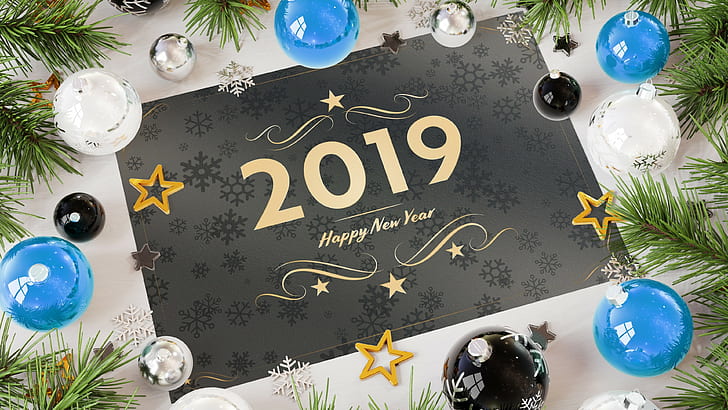 2019, ano novo, feliz ano novo, decoração, HD papel de parede