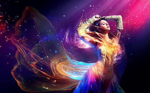 colorful dress 3d CG Abstract beautiful amazing HD, abstract, beautiful, 3d, colorful, 3d and cg, cg, amazing, HD wallpaper HD wallpaper