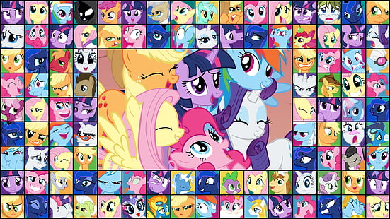 My Little Pony герой колаж тапет, пони, рядкост, здрач, моето малко пони, приятелството е магия, Platte, pinkie, HD тапет HD wallpaper