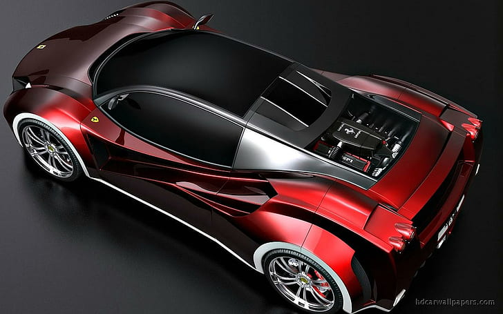 Ferrari Concept Tył, czerwono-szare coupe, koncept, tył, ferrari, samochody, Tapety HD