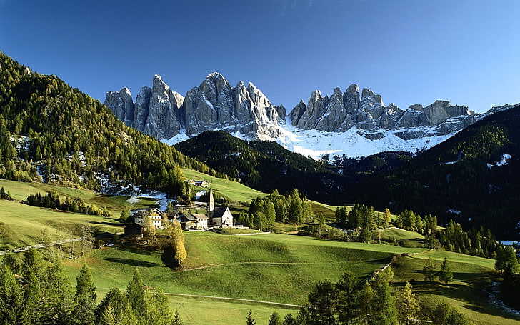 montañas, paisaje, Tirol del Sur, naturaleza, árboles, Fondo de pantalla HD