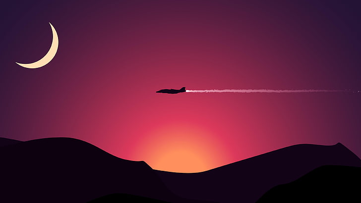 ภาพประกอบเจ็ทมินิมัลลิสต์ Contrails เครื่องบิน, วอลล์เปเปอร์ HD