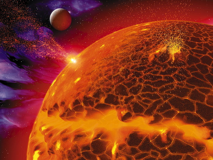 Burning Planet, тапети за кафява и черна планета, 3D, Космос, HD тапет