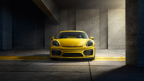 Porsche Cayman GT4, Автомобиль, Вид спереди, Porsche Cayman GT4, Автомобиль, Вид спереди, HD обои HD wallpaper