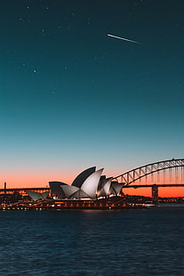 Sydney Opera Binası, Avustralya, sydney opera binası, gece şehir, liman, köprü, sydney, avustralya, HD masaüstü duvar kağıdı HD wallpaper