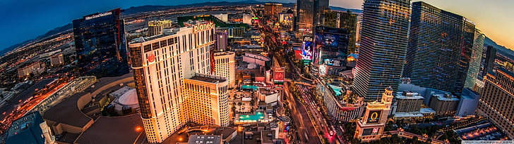 fotografi mata burung dari bangunan kota, Las Vegas, lanskap kota, gedung pencakar langit, hotel, AS, Wallpaper HD