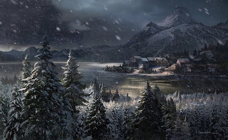 cabin on snowy mountain wallpaper, The Last of Us, apocalyptic, winter, HD wallpaper