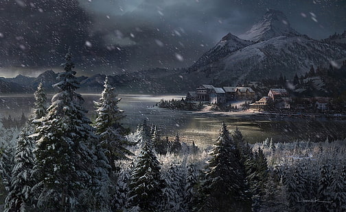 кабина на снежен планински тапет, The Last of Us, апокалиптичен, зимен, HD тапет HD wallpaper