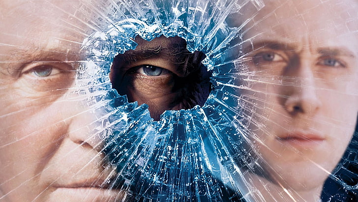 fracture, glass, hole, anthony hopkins, ryan gosling, HD wallpaper