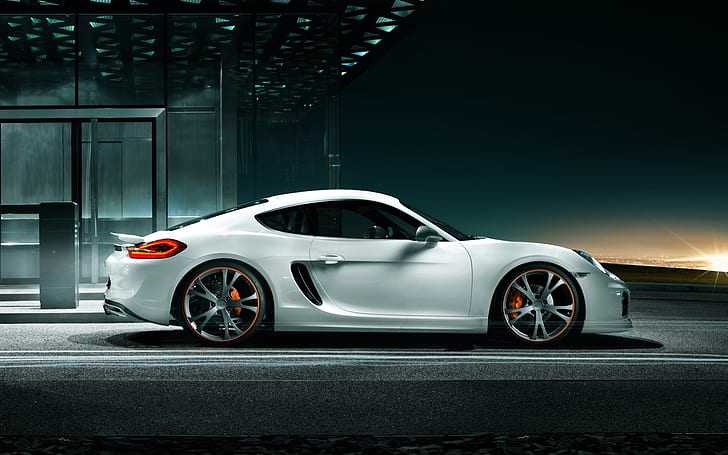 Porsche Cayman Tuning, белый Porsche Carrera GT, Porsche Cayman, спортивные автомобили, мускул кары, HD обои