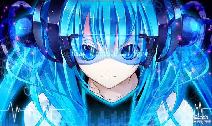 anime girls, blue eyes, blue hair, HD wallpaper