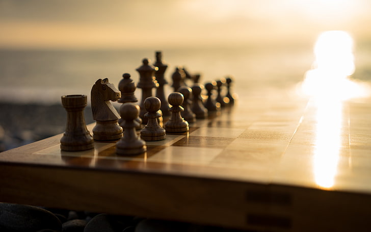 Fundo de xadrez, jogo de xadrez marrom e branco, esportes, jogo, xadrez, HD papel de parede