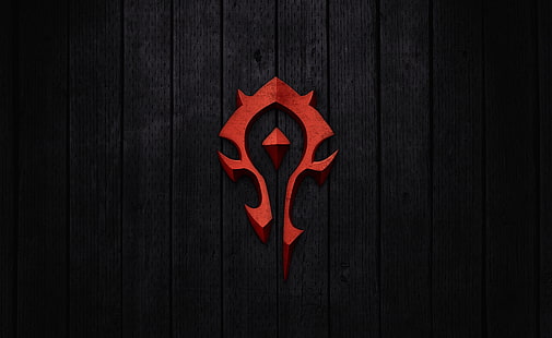 World of Warcraft - знак за орда, червено лого на черен фон, игри, World Of Warcraft, знак за орда, HD тапет HD wallpaper