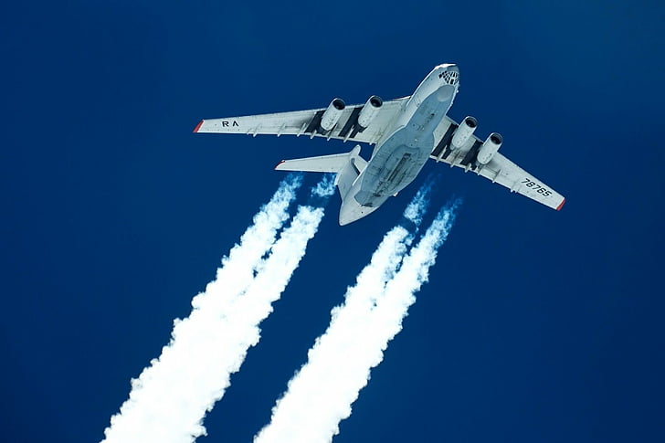 Военно-транспортный самолет, Ильюшин Ил-76, самолет, HD обои