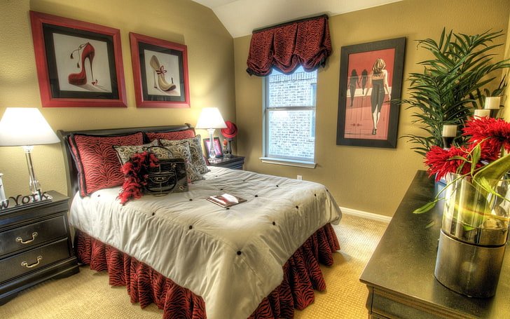 sprei putih, tempat tidur, furnitur, interior, Wallpaper HD