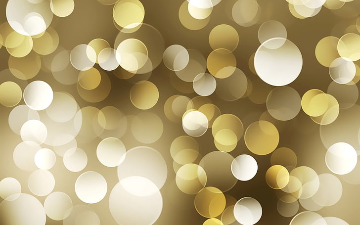 yellow and white bokeh lights photo, highlights, circles, size, background, faded, HD wallpaper