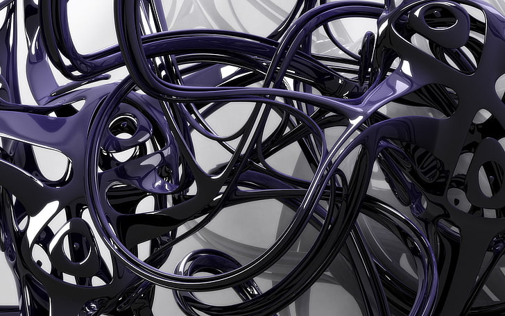Ilustración abstracta CGI, púrpura, figura, luz, brillo, Fondo de pantalla HD